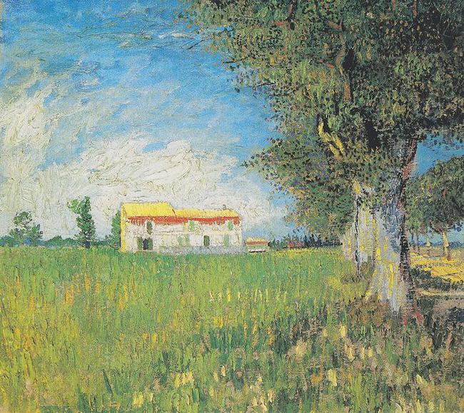 Vincent Van Gogh Farmhouse in a wheat field
